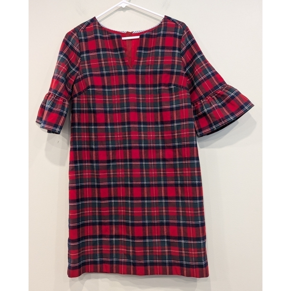Vineyard Vines Holiday Plaid Greenwich Flutter Sleeve Dress Size 2